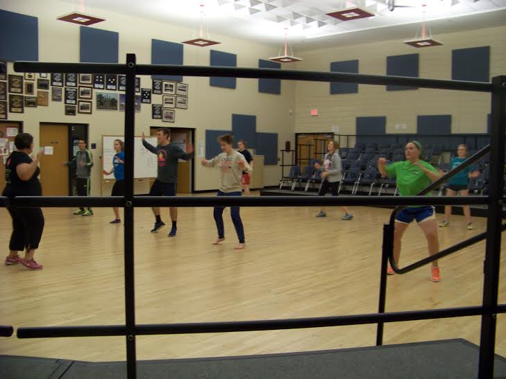 Mrs. Simek, a certified Zumba instructor, leads an hour long class for students and teachers every Monday in the choir room. Any Spartans new to Zumba or dancing are welcome.