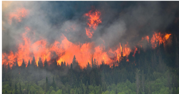 Flames are reaching upwards along the edge in “Mistissini Quebec, Canada”
Source CBS News
